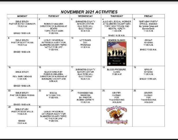 November Senior Activities