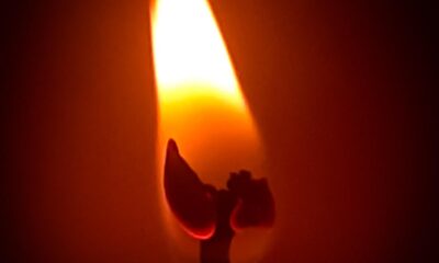 A close up of a flame