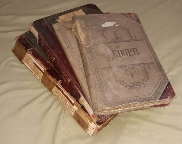 Ledger books from a store in Barger Springs. Photo provided by William Jones.
