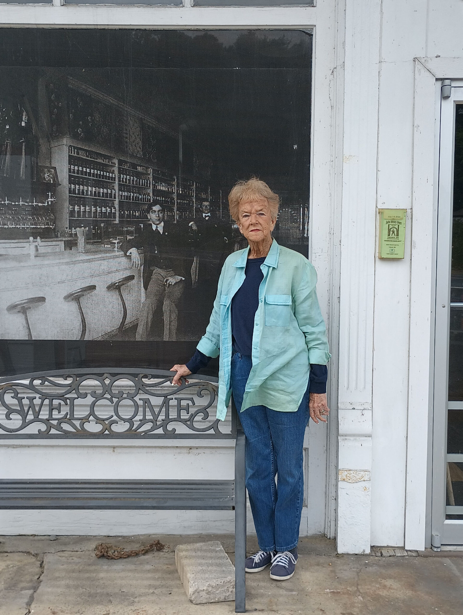 Louise Tabor stands in front of the John Henry Museum.