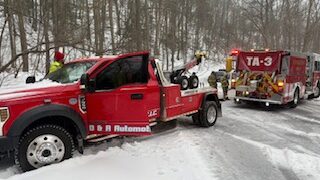 D&R Automotive among all area tow trucks stayed busy Sunday. D&R was called to assist the Covington Fire Department that was enroute to a structure fire. Photo: Dewey Perkins Jr. 