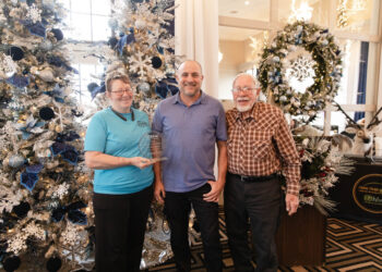 Natasha Zoe of JarHead Farm; Matt Nichols, business advisor at the West Virginia Hive; and Stan Loder, also of the farm (left to right) at the award presentation. The father-daughter team -- both Veterans -- in running JarHead Farm LLC in Monroe County earned them the top prize in the Southern West Virginia Business Idea Pitch Competition as well as the West Virginia Hive’s 2025 Survivor Bee of the Year award. Photo of JarHead Farm Award Presentation courtesy of NRGRDA