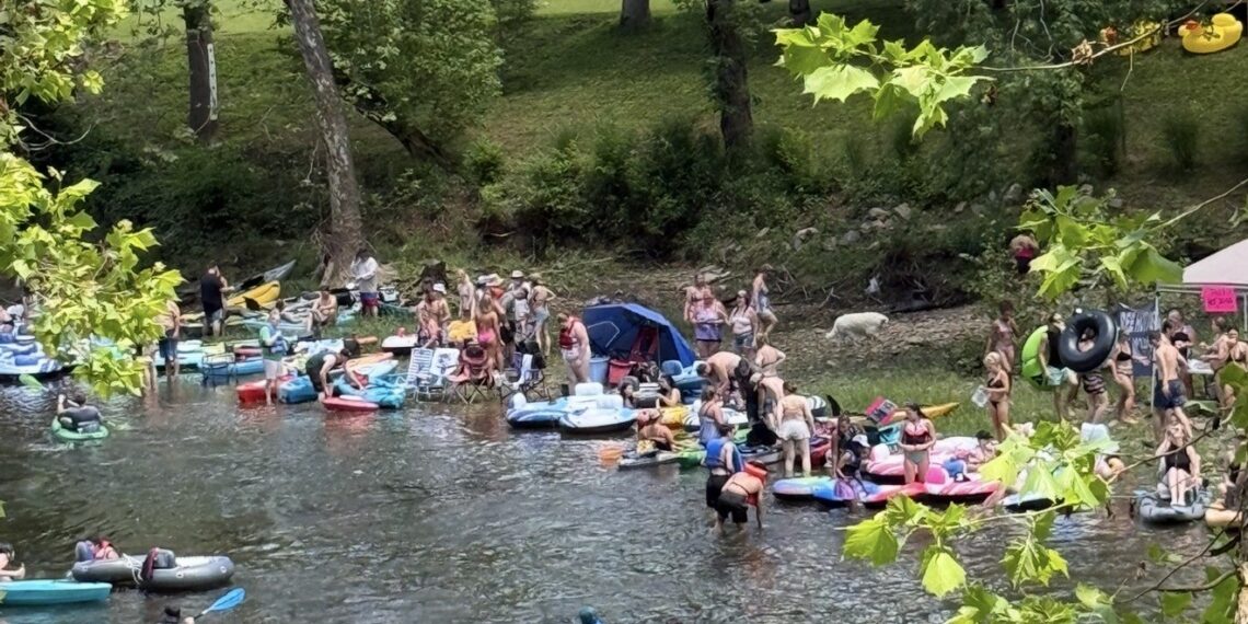 Floaters gather to begin their float down the river