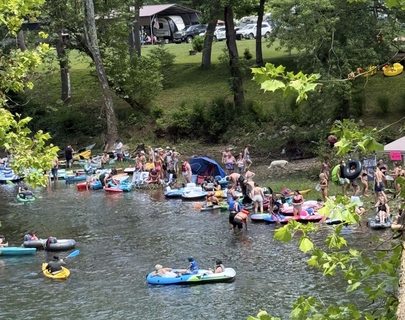 Floaters gather to begin their float down the river 