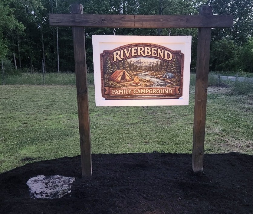 Riverbend Family Campground sign