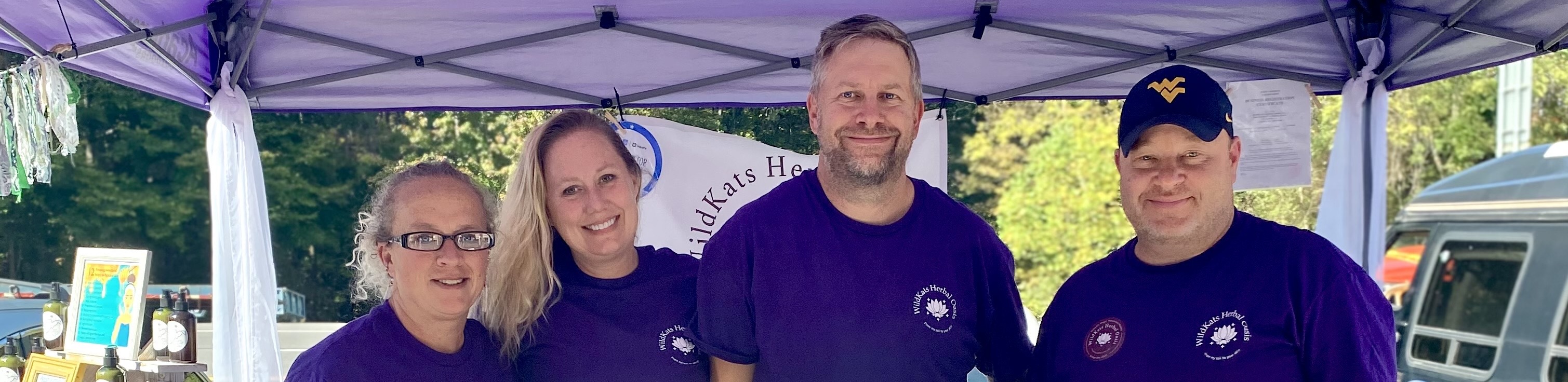 West Virginia Hive client -- WildKat's Herbal Oasis, LLC – was at the 2025 Bridge Day and will be back again in 2026. From left to right are Katrina Johnson, Founder and CEO; Amber Graham; Jason White; and Zach Johnson. Photo courtesy of WV Hive / NRGRDA