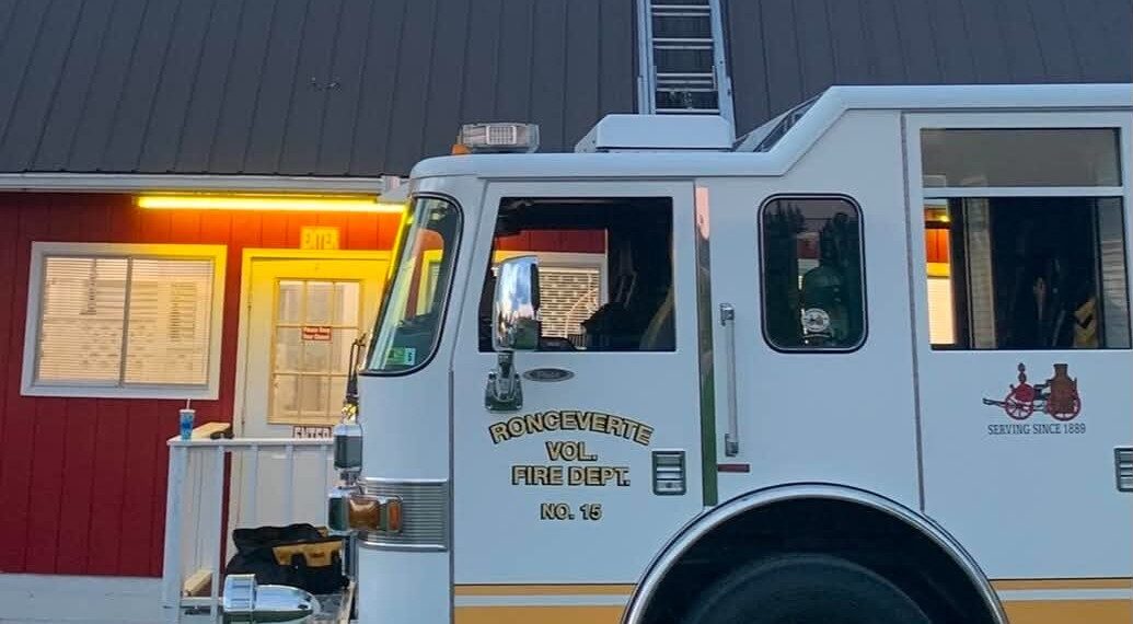 Firetruck in front of the fair stand