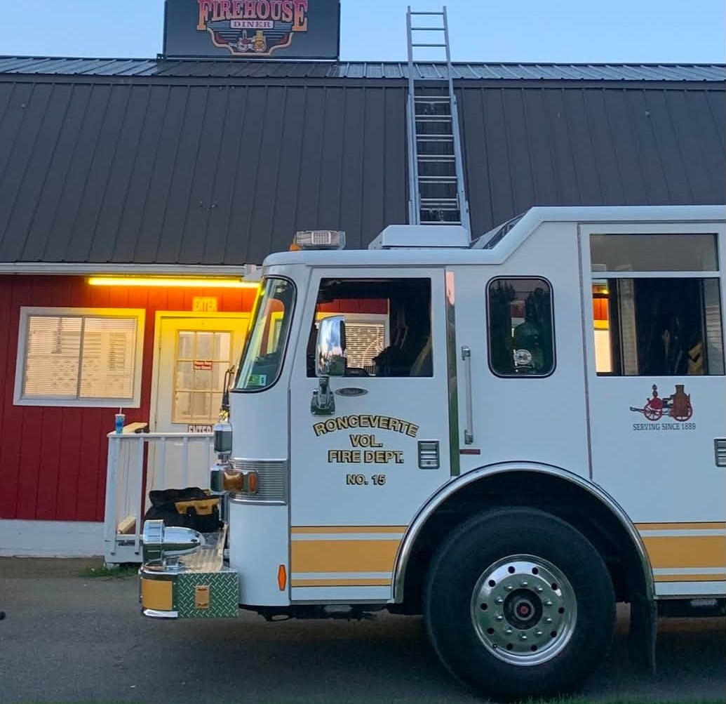 Firetruck in front of the fair stand