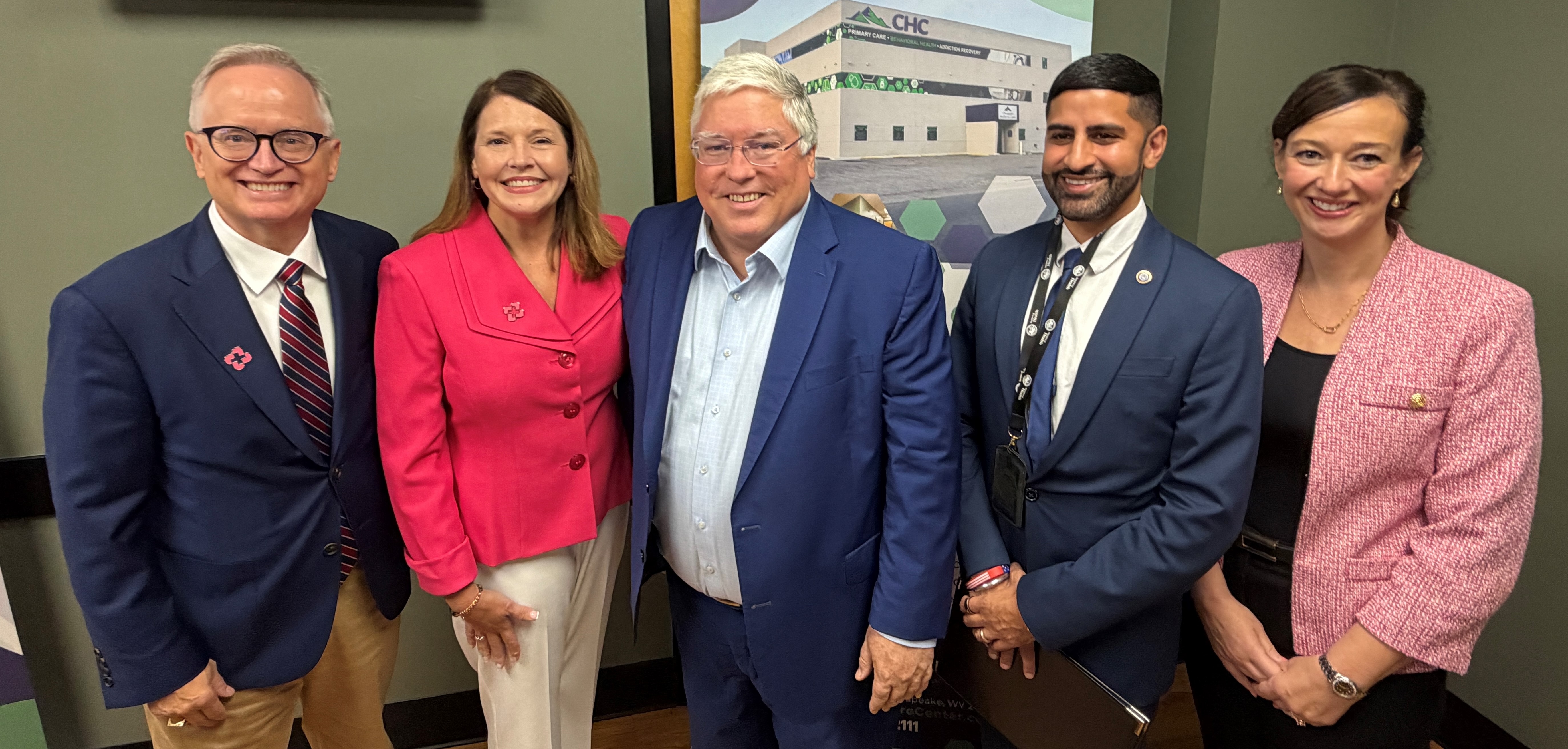 (L-R) Jeff Sandene, Vandalia Health President and CEO; Michelle Coon, President, Vandalia Health Network and PHO, Vice President of Managed Care; West Virginia Governor Patrick Morrisey; Dr. Arvin Singh, West Virginia Secretary of Health; Tamara Fuller, Vandalia Health Vice President Chief Strategy Officer